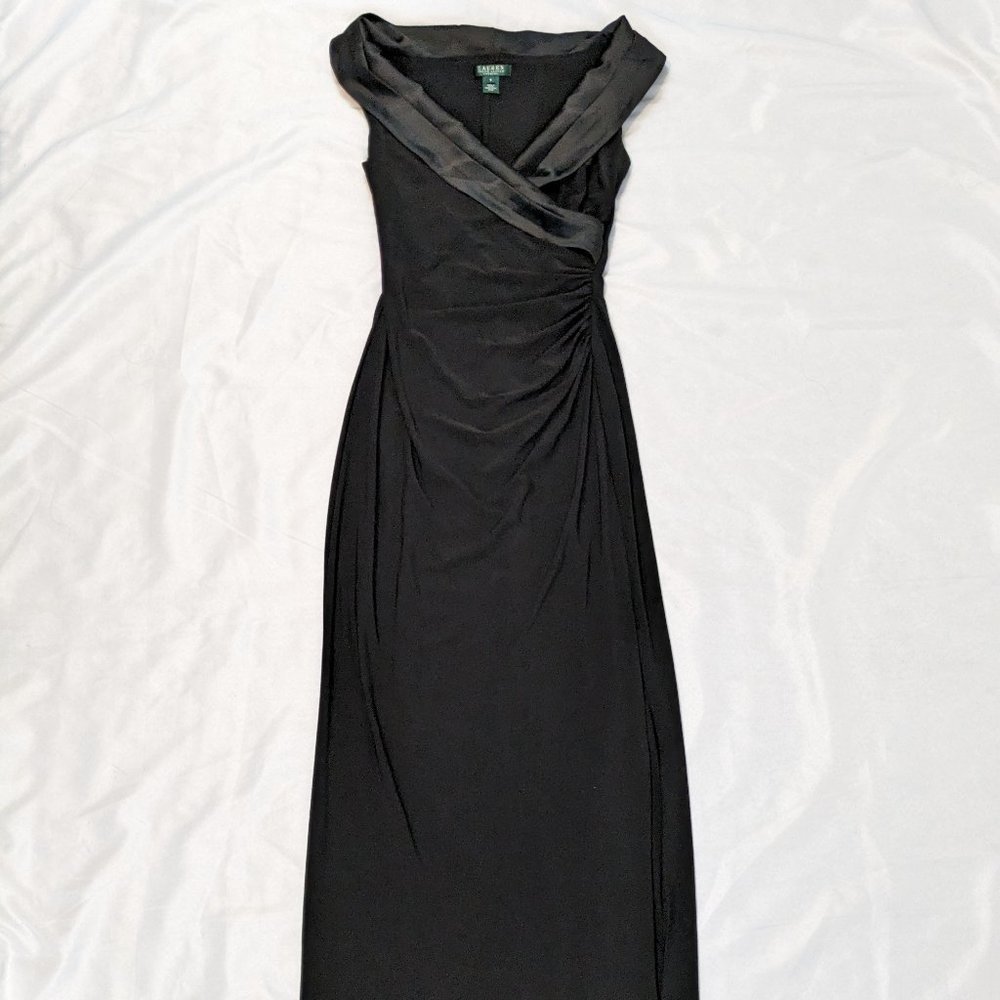 NWOT Lauren Ralph Lauren Long Black Evening Gown Size 6 - Picture 1 of 8